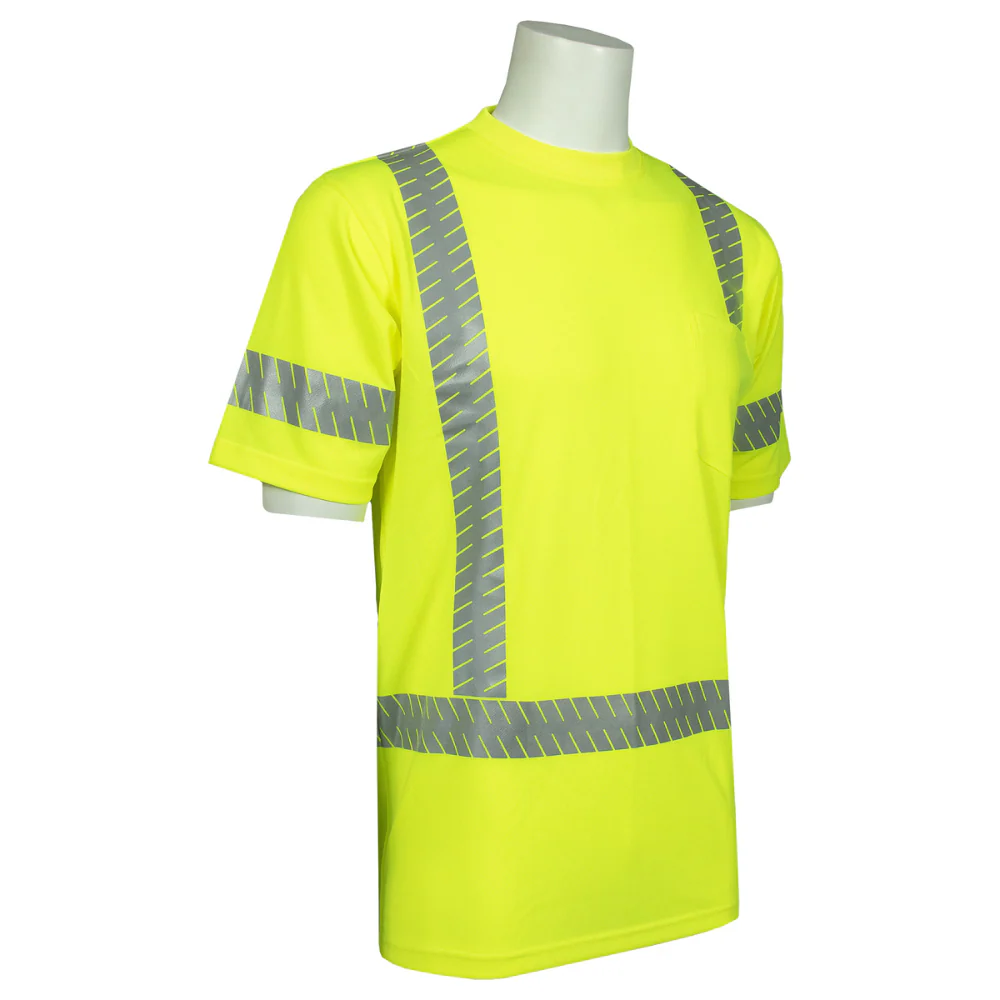 ERB Safety 9206SEG ANSI/ISEA Class 3 Short Sleeved T-Shirt with Reflective Tape (Hi-Viz Lime) Pack of 6 - Image 2