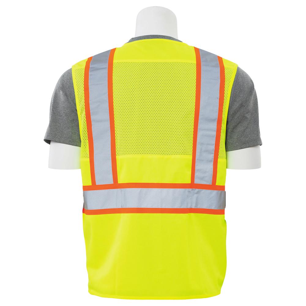 ERB Safety S149 Type R, Class 2 Contrasting Trim Safety Vest (Hi-Viz Lime) Pack of 7 - Image 4