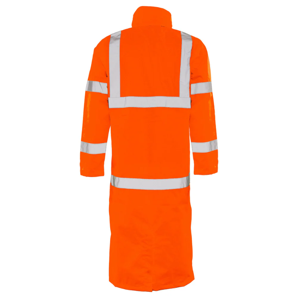 ERB Safety S163 Class 3 Long Rain Coat (Hi-Viz Orange) Pack of 2 - Image 4