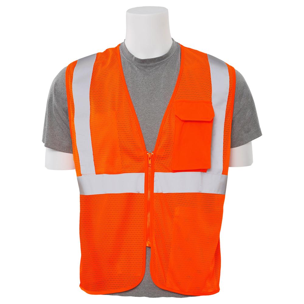 ERB Safety S169 Type R, Class 2 Surveyor Safety Vest Mesh (Hi-Viz Orange) Pack of 7