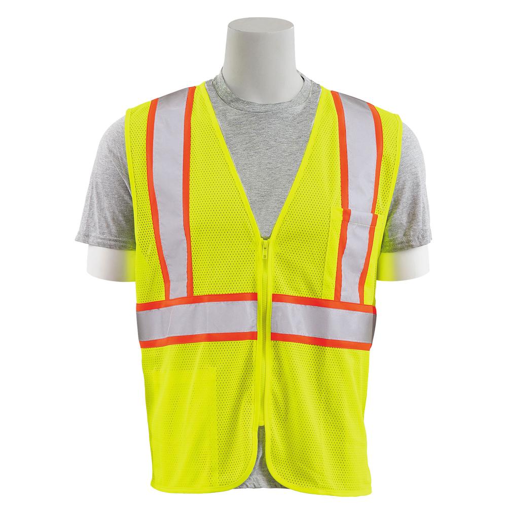ERB Safety S195C Type R, Class 2 Flame Retardant Safety Vest with Contrasting Trim (Hi-Viz Lime) Pack of 12