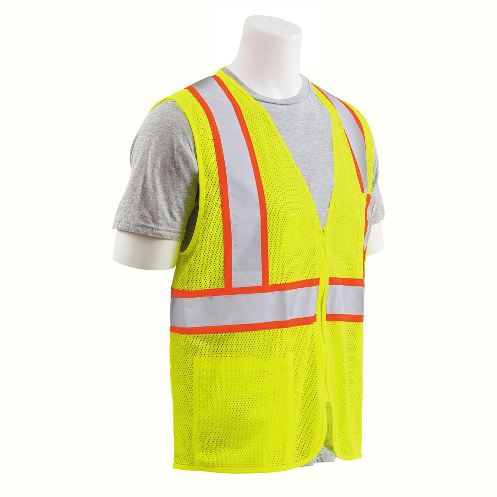 ERB Safety S195C Type R, Class 2 Flame Retardant Safety Vest with Contrasting Trim (Hi-Viz Lime) Pack of 12 - Image 3