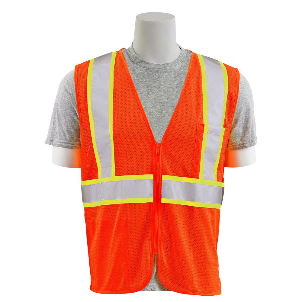ERB Safety S195C Type R, Class 2 Flame Retardant Safety Vest with Contrasting Trim (Hi-Viz Orange) Pack of 12