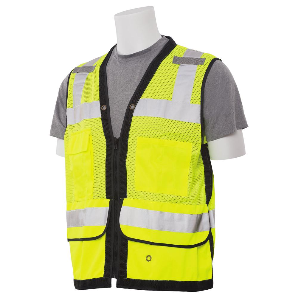 ERB Safety S251 Type R, Class 2 Premium Surveyor Safety Vest with Grommets and Tablet/Clipboard Pocket (Hi-Viz Lime) Pack of 3 - Image 2