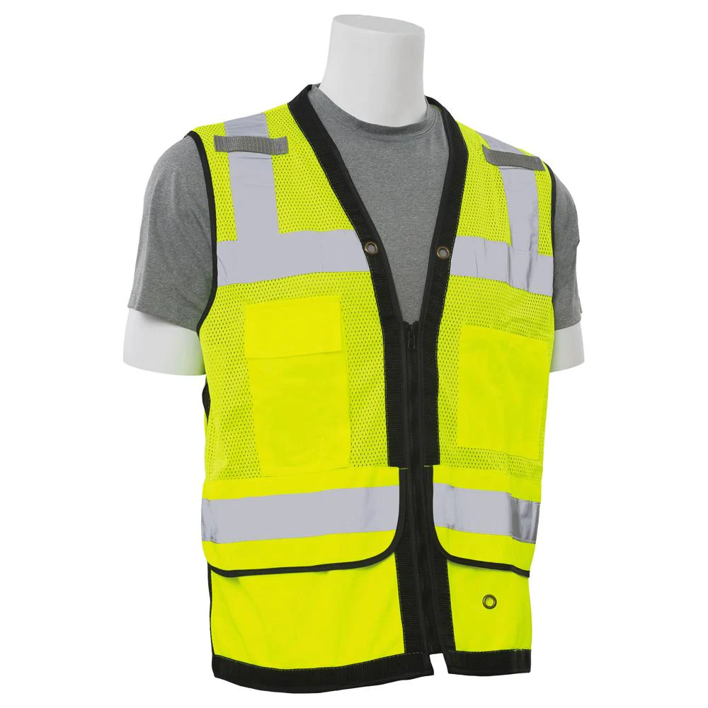 ERB Safety S251 Type R, Class 2 Premium Surveyor Safety Vest with Grommets and Tablet/Clipboard Pocket (Hi-Viz Lime) Pack of 3 - Image 3