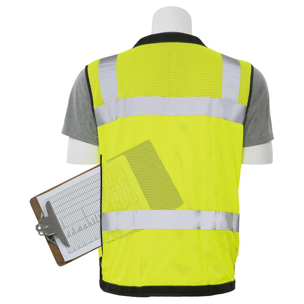 ERB Safety S251 Type R, Class 2 Premium Surveyor Safety Vest with Grommets and Tablet/Clipboard Pocket (Hi-Viz Lime) Pack of 3 - Image 5