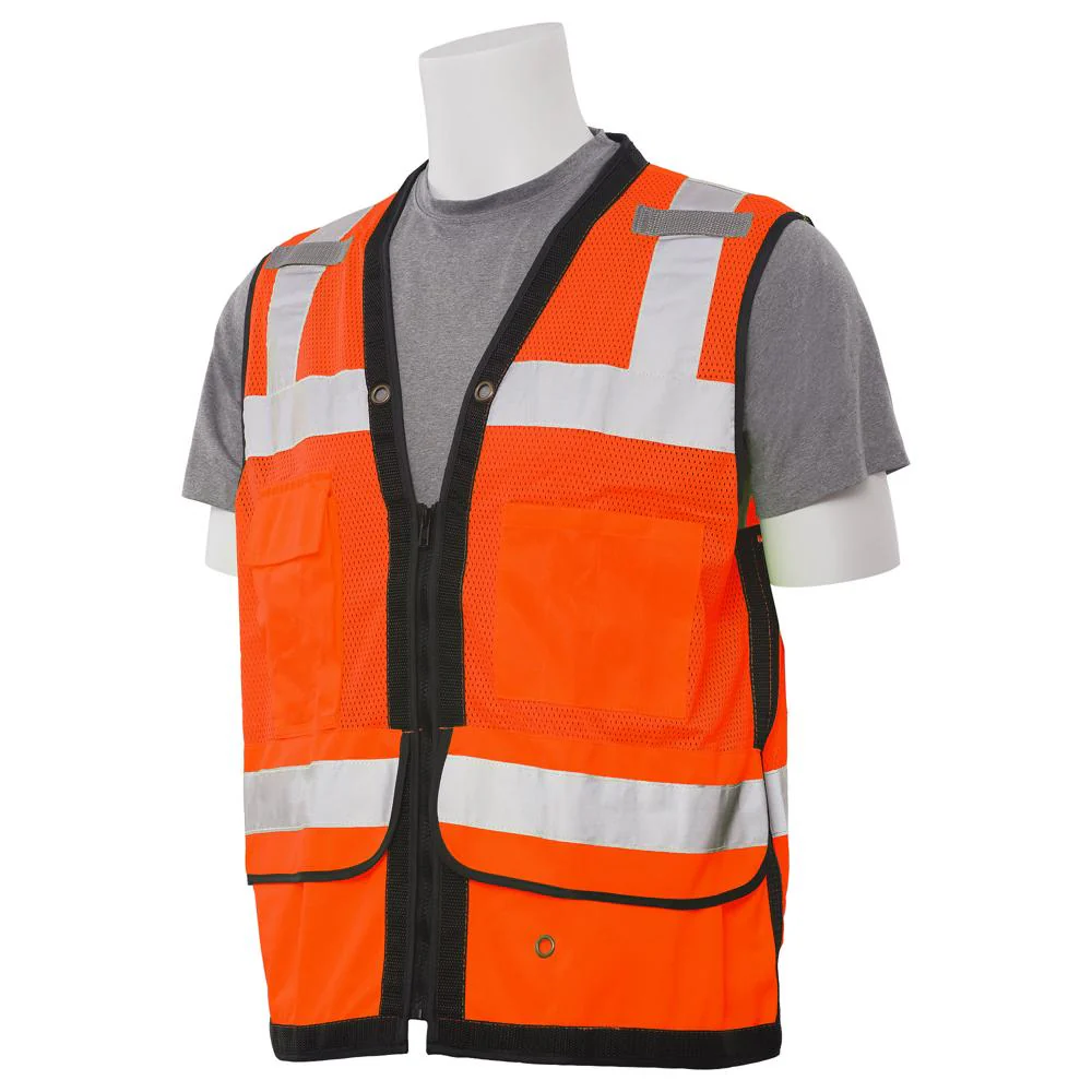 ERB Safety S251 Type R, Class 2 Premium Surveyor Safety Vest with Grommets and Tablet/Clipboard Pocket (Hi-Viz Orange) Pack of 3 - Image 2
