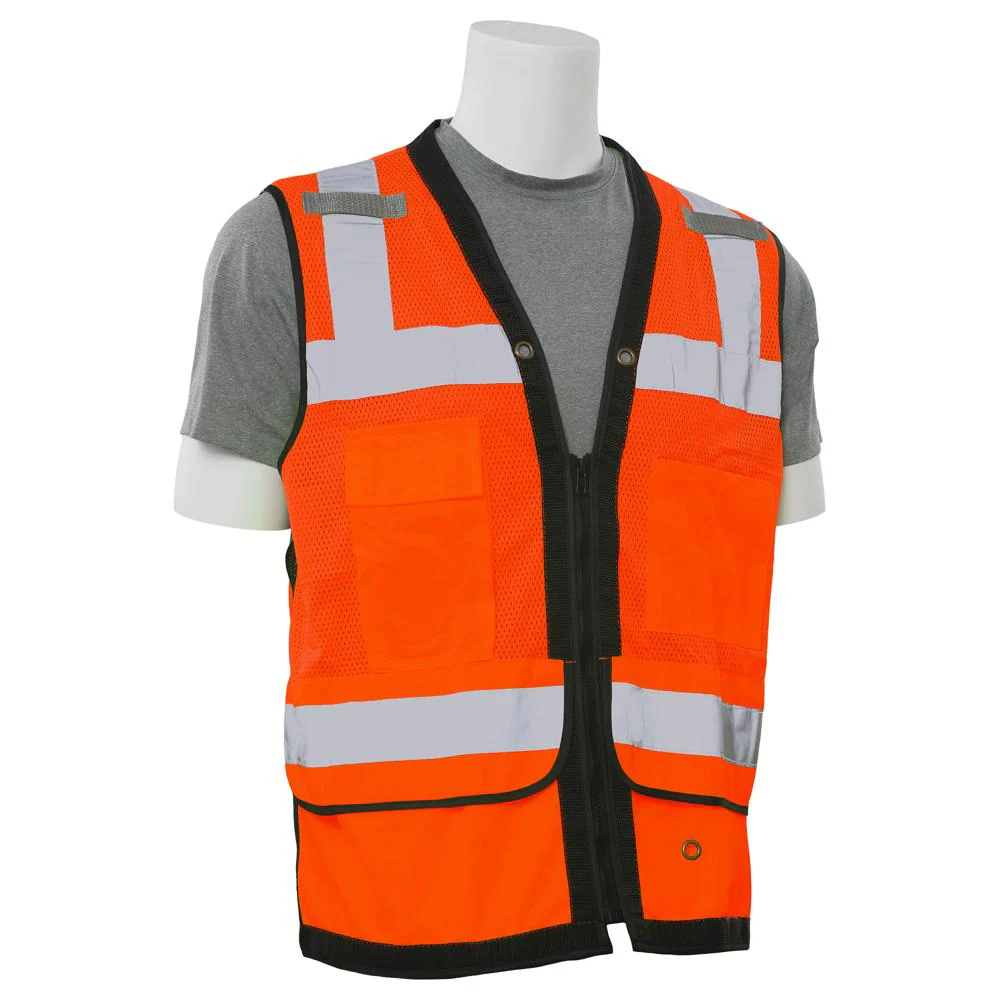 ERB Safety S251 Type R, Class 2 Premium Surveyor Safety Vest with Grommets and Tablet/Clipboard Pocket (Hi-Viz Orange) Pack of 3 - Image 3