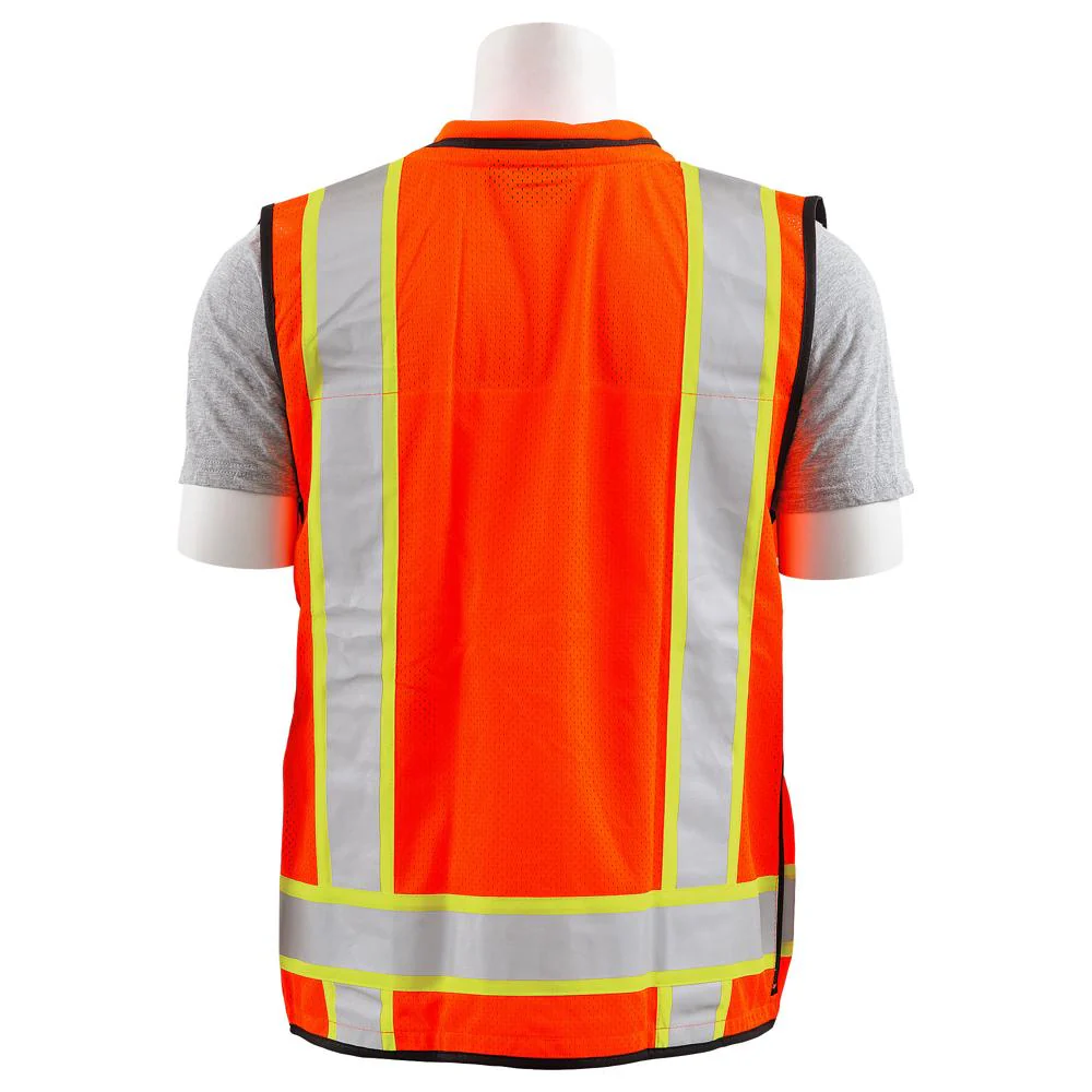 ERB Safety S252C Type R, Class 2 Deluxe Surveyor Safety Vest with Grommets, 15 Pockets, and Padded Neck (Hi-Viz Orange) Pack of 3 - Image 4