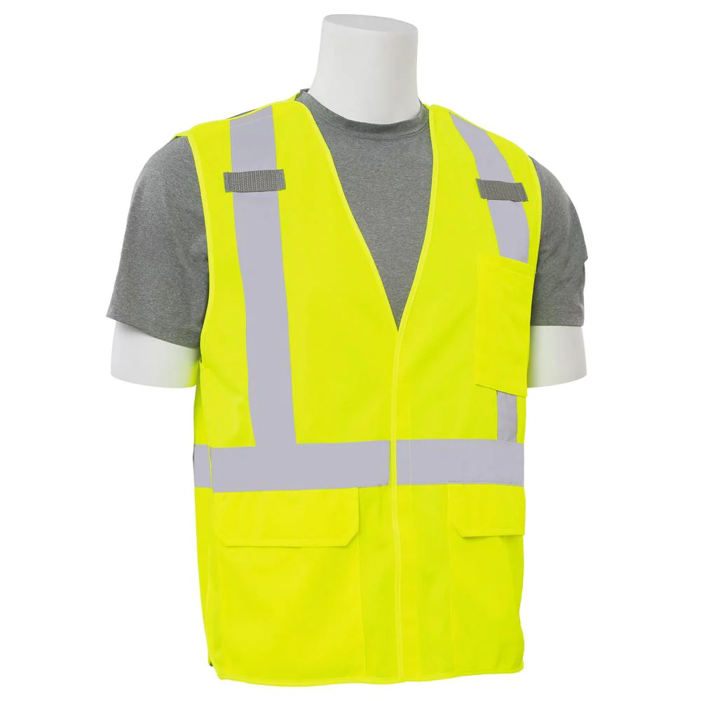 ERB Safety S361 Type R, Class 2 Five-Point Break-Away Safety Vest with D-Ring Slot (Hi-Viz Lime) Pack of 12 - Image 3