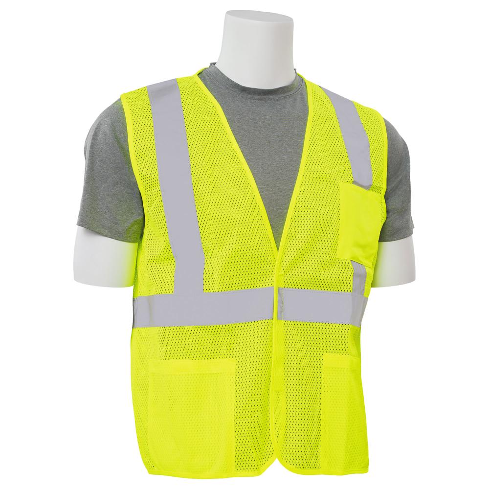 ERB Safety S362P Type R, Class 2 Economy Mesh Safety Vest with Pockets (Hi-Viz Lime) Pack of 24 - Image 3