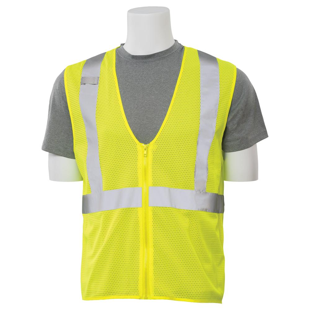 ERB Safety S363 Type R, Class 2 Economy Mesh with Zip Front Safety Vest (Hi-Viz Lime) Pack of 24