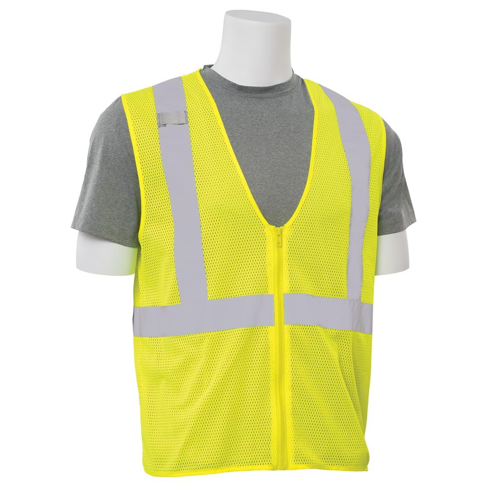 ERB Safety S363 Type R, Class 2 Economy Mesh with Zip Front Safety Vest (Hi-Viz Lime) Pack of 24 - Image 3