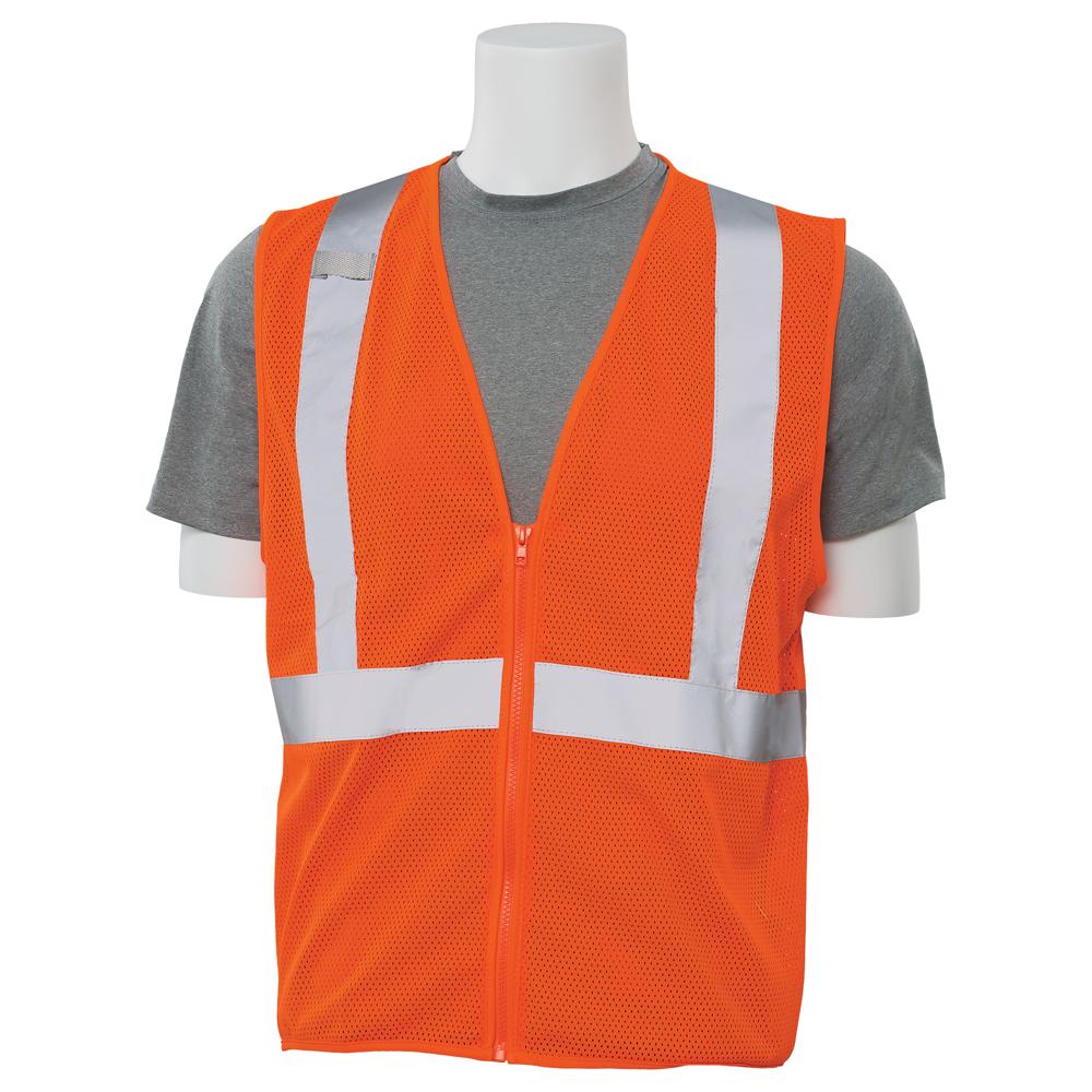 ERB Safety S363 Type R, Class 2 Economy Mesh with Zip Front Safety Vest (Hi-Viz Orange) Pack of 24