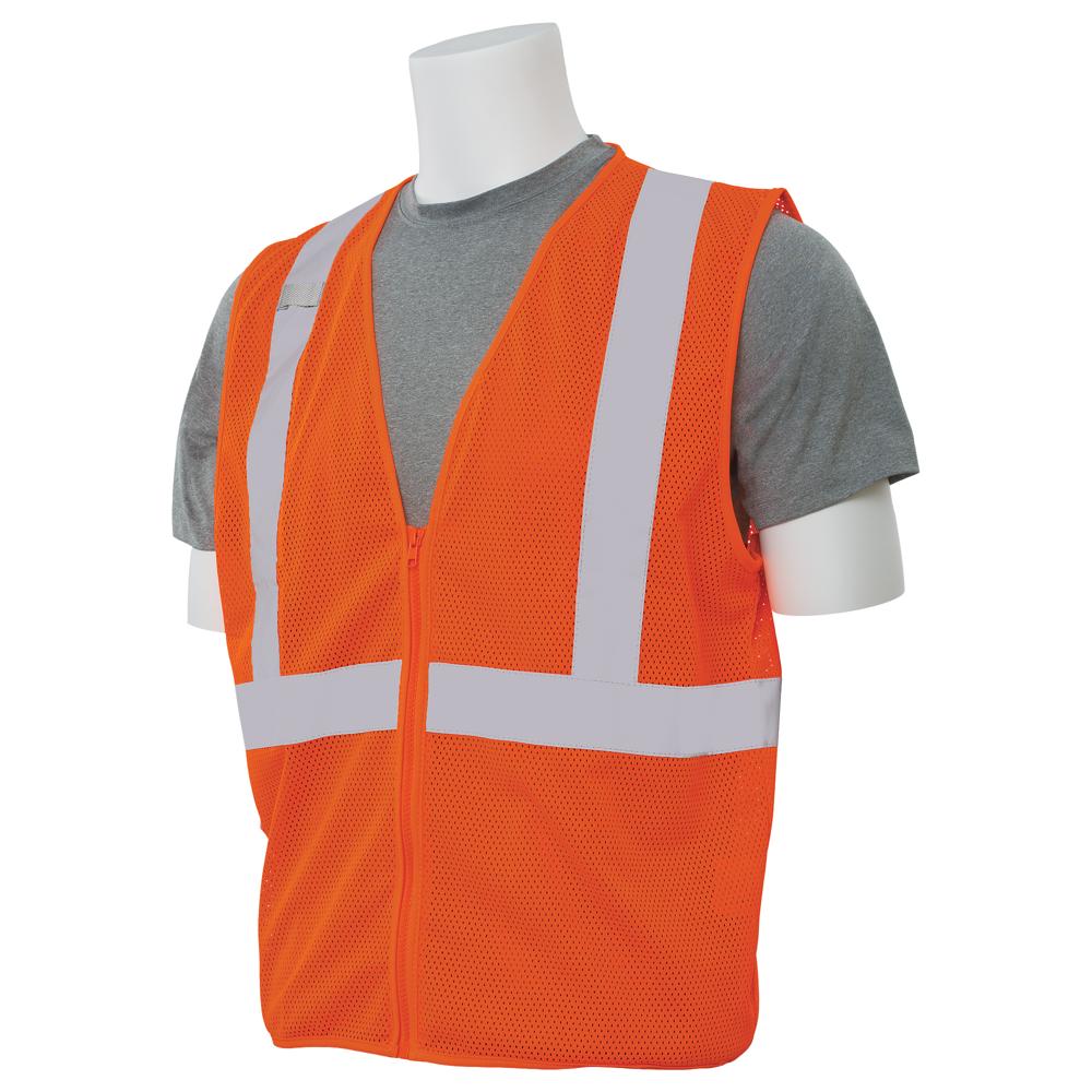 ERB Safety S363 Type R, Class 2 Economy Mesh with Zip Front Safety Vest (Hi-Viz Orange) Pack of 24 - Image 2