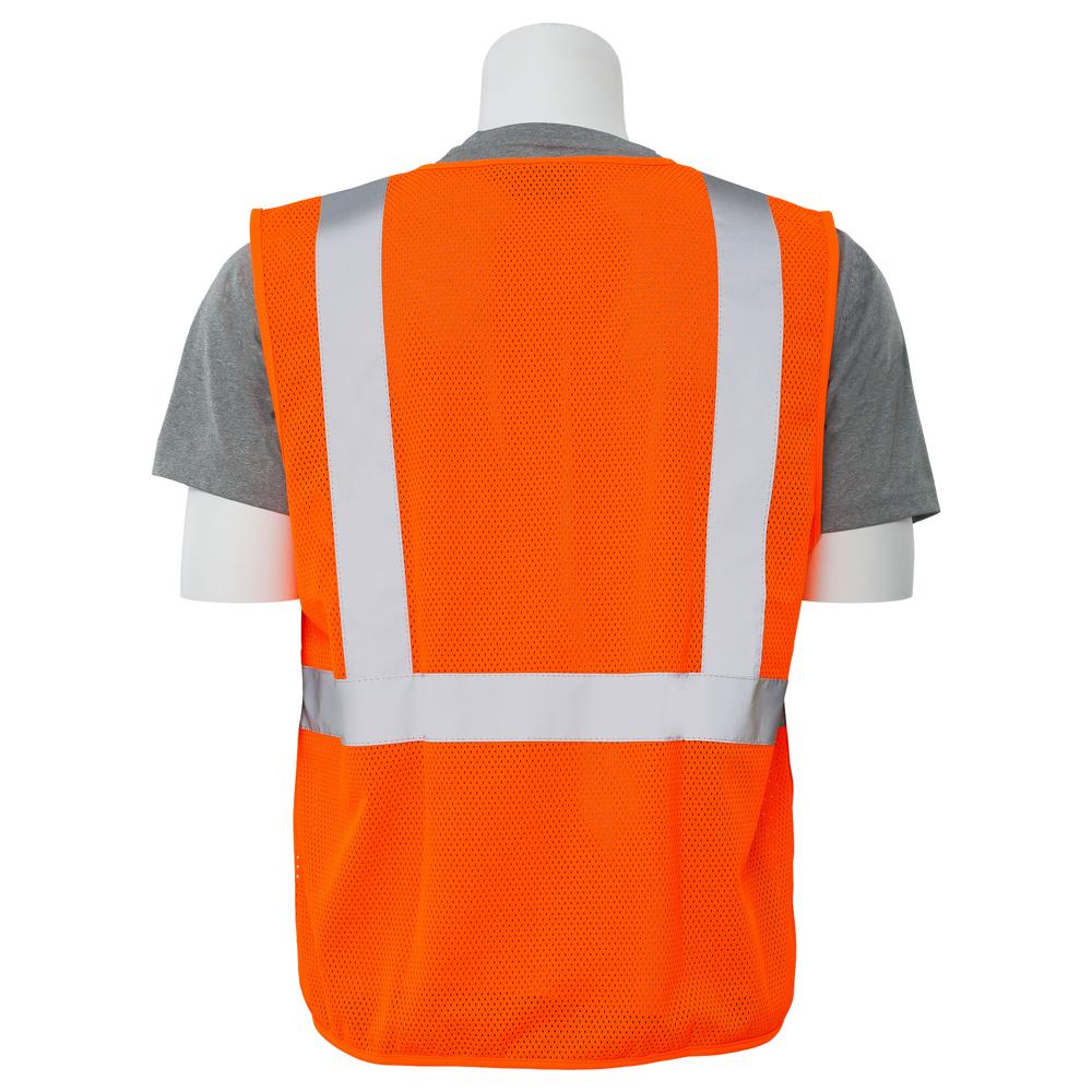 ERB Safety S363 Type R, Class 2 Economy Mesh with Zip Front Safety Vest (Hi-Viz Orange) Pack of 24 - Image 4