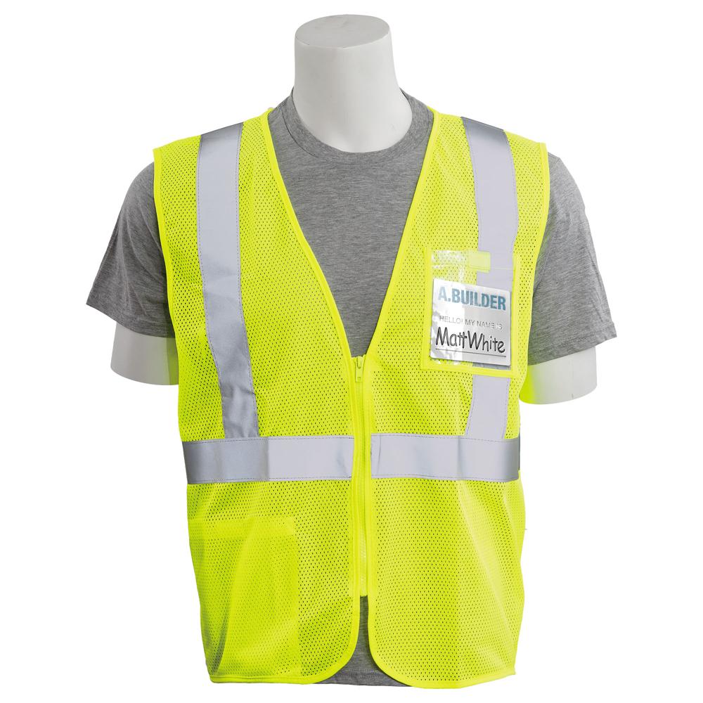 ERB Safety S363ID Type R, Class 2 Mesh Zipper Safety Vest with ID Pocket (Hi-Viz Lime) Pack of 12