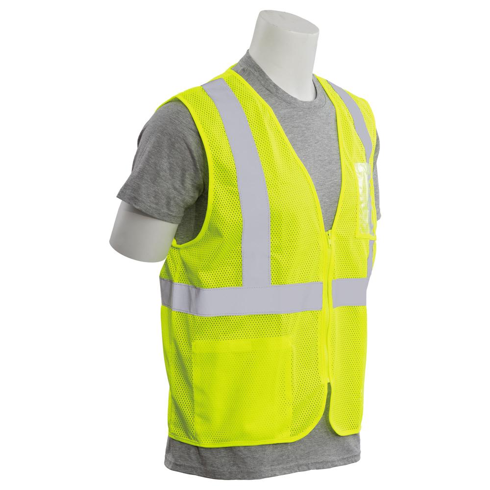 ERB Safety S363ID Type R, Class 2 Mesh Zipper Safety Vest with ID Pocket (Hi-Viz Lime) Pack of 12 - Image 3
