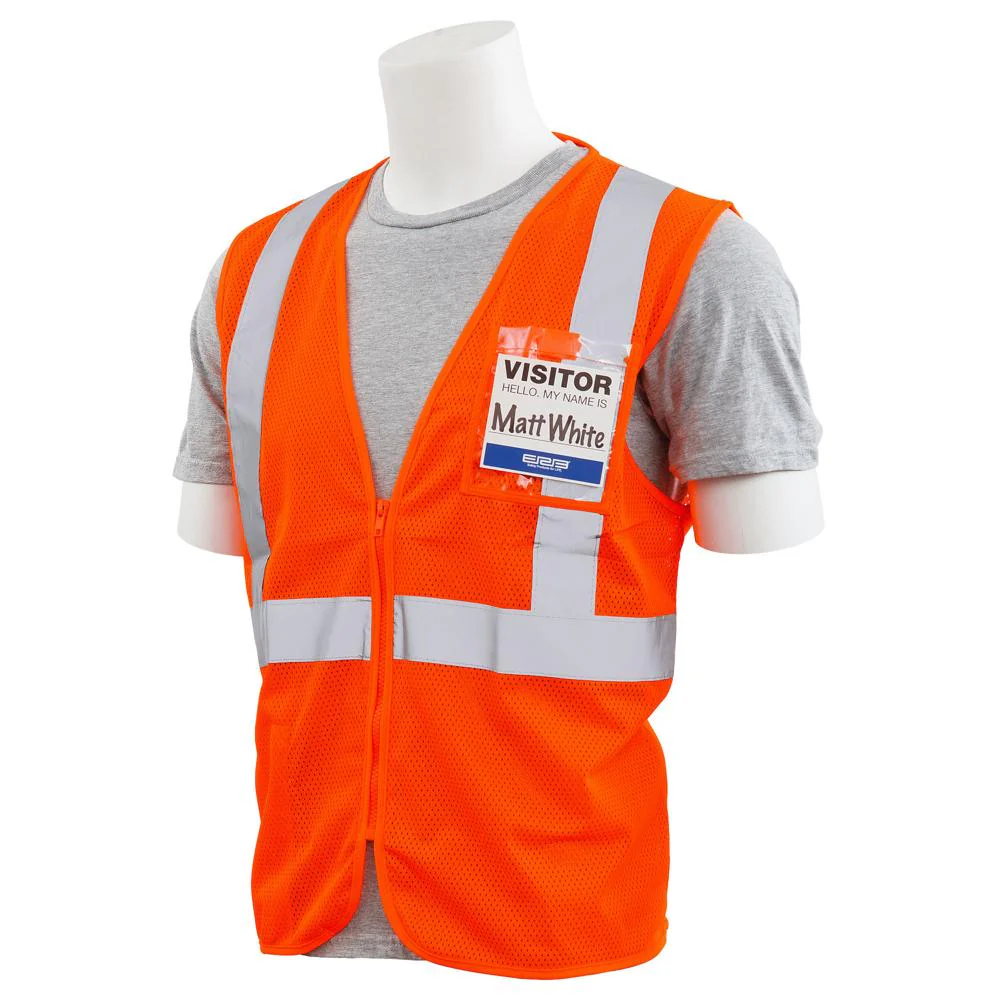 ERB Safety S363ID Type R, Class 2 Mesh Zipper Safety Vest with ID Pocket (Hi-Viz Orange) Pack of 12 - Image 2