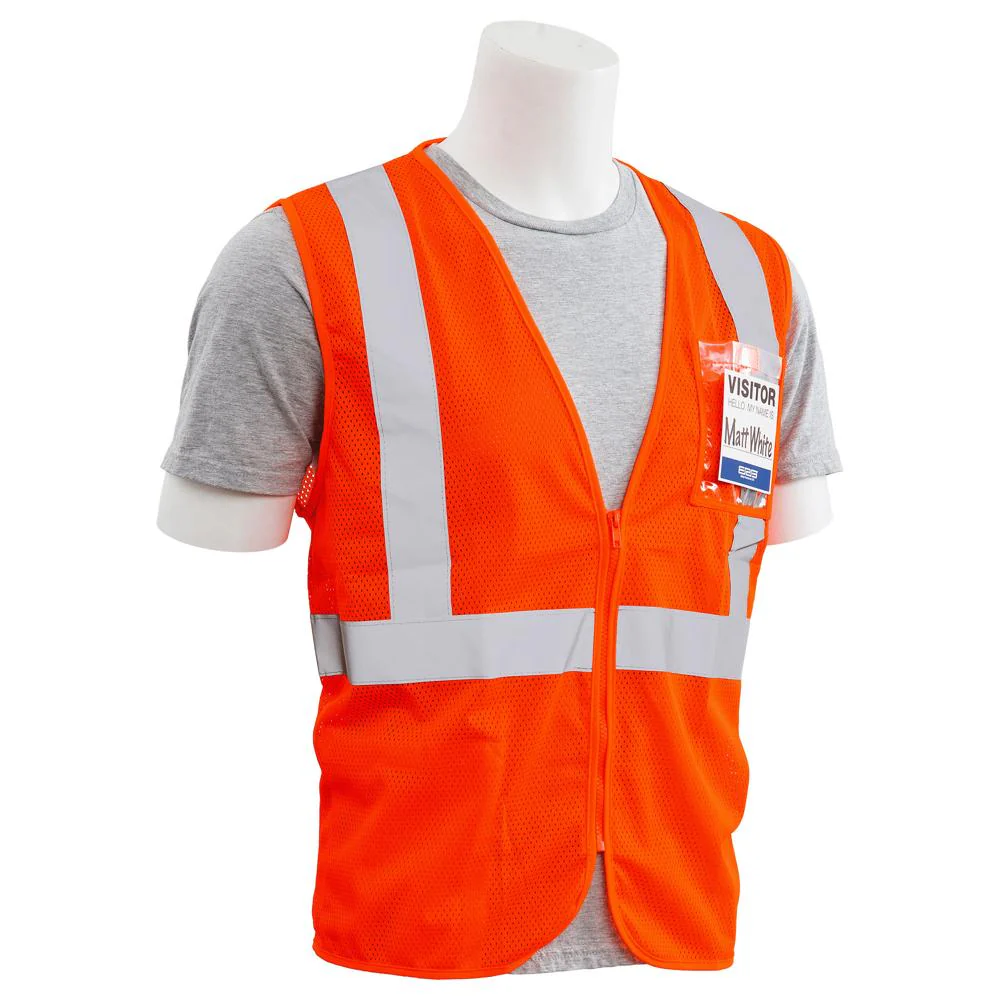ERB Safety S363ID Type R, Class 2 Mesh Zipper Safety Vest with ID Pocket (Hi-Viz Orange) Pack of 12 - Image 3