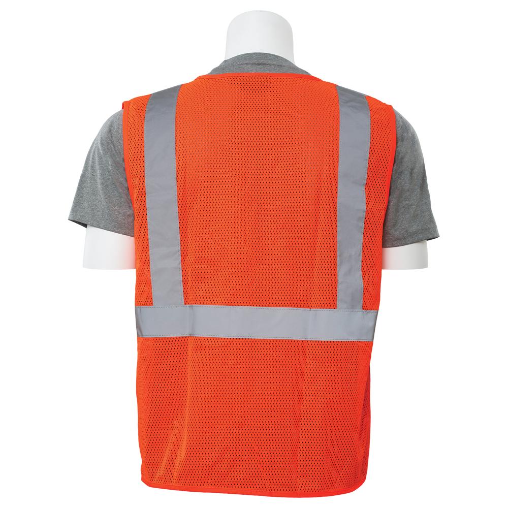 ERB Safety S363P Type R, Class 2 Economy Mesh Zip Front Safety Vest with Pockets (Hi-Viz Orange) Pack of 14 - Image 4