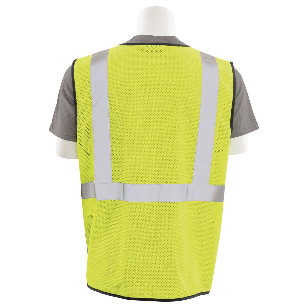 ERB Safety S363PB Type R, Class 2 Economy Mesh Zip Front Safety Vest with Black Bottom (Hi-Viz Lime) Pack of 14 - Image 4