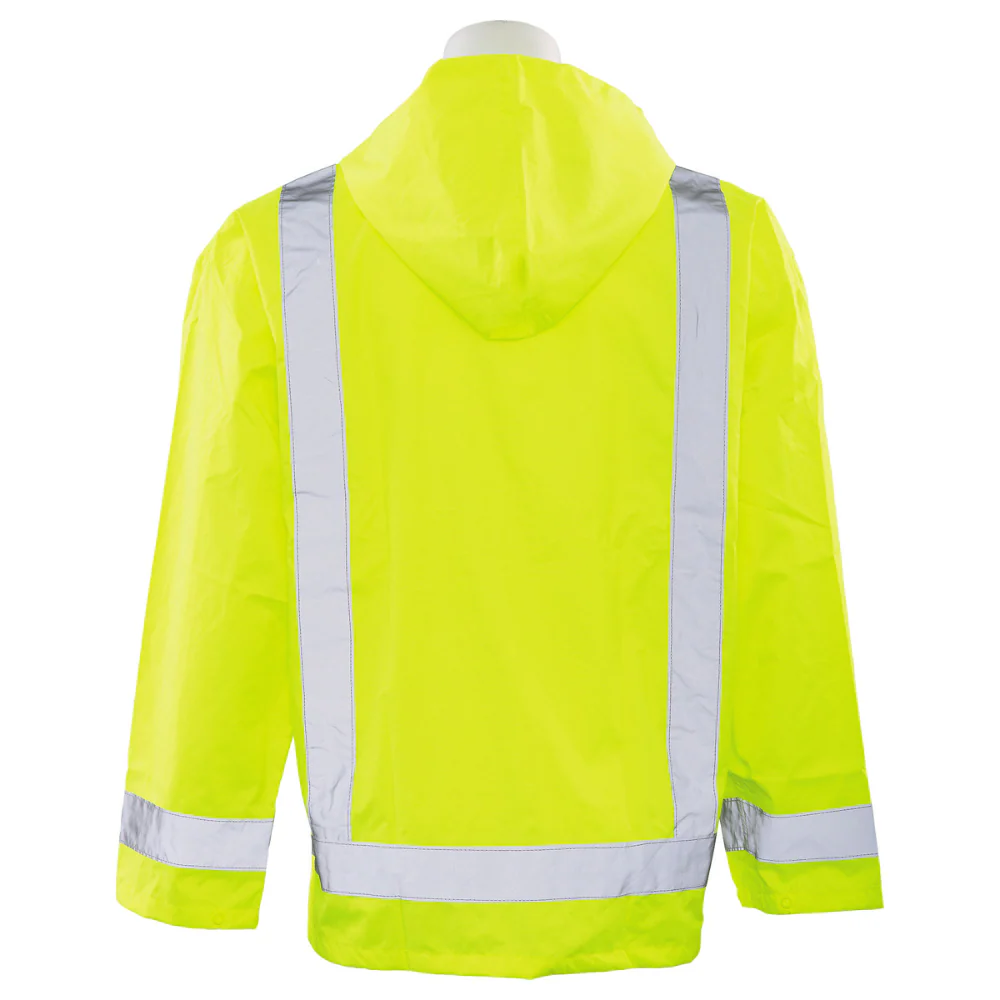 ERB Safety S373 Rain Jacket Attached Hood (Hi-Viz Lime) Pack of 3 - Image 4