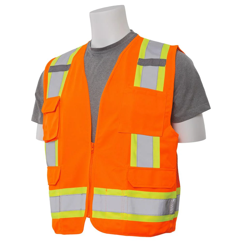 ERB Safety S380 Type R, Class 2 Surveyor Safety Vest Solid Front, Mesh Back (Hi-Viz Orange) Pack of 12 - Image 2