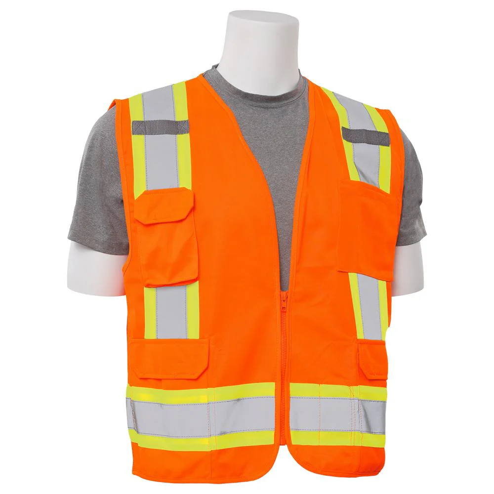 ERB Safety S380 Type R, Class 2 Surveyor Safety Vest Solid Front, Mesh Back (Hi-Viz Orange) Pack of 12 - Image 3
