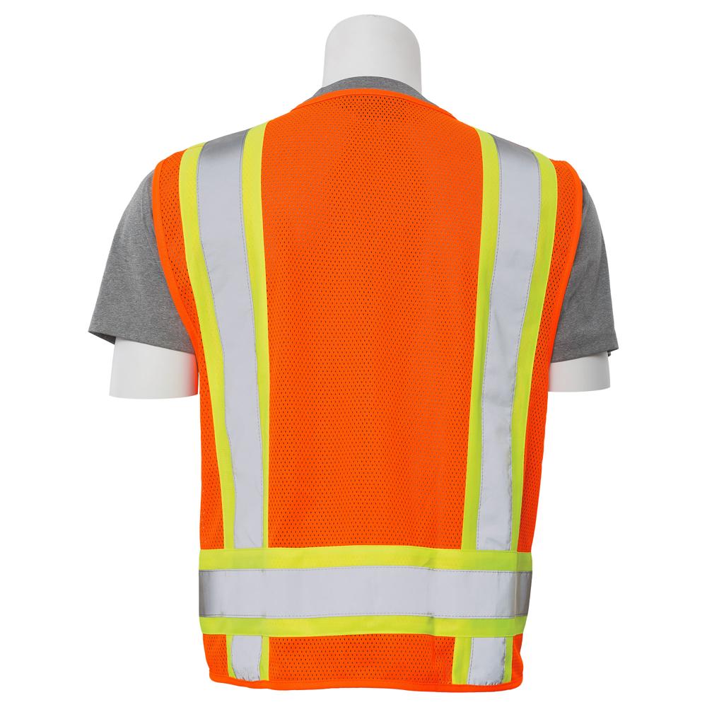 ERB Safety S380 Type R, Class 2 Surveyor Safety Vest Solid Front, Mesh Back (Hi-Viz Orange) Pack of 12 - Image 4