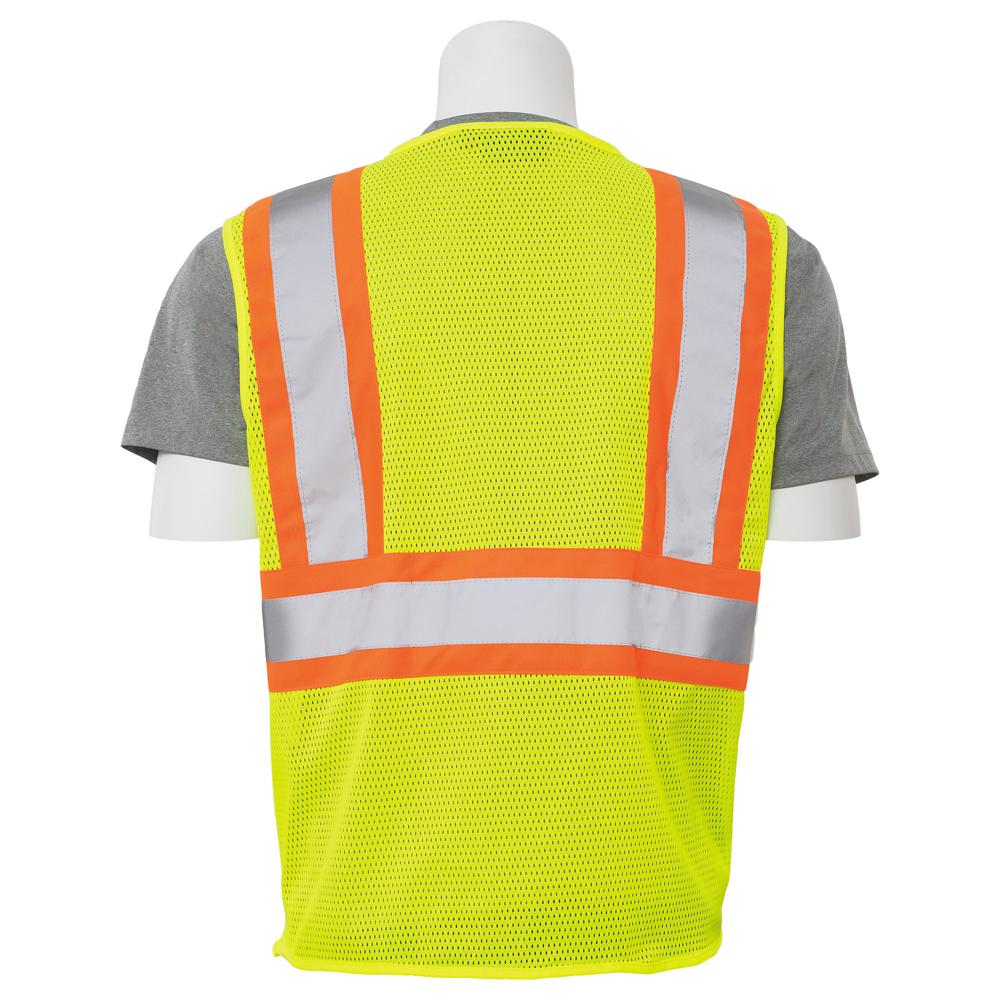 ERB Safety S383P Type R, Class 2 Mesh Zipper Safety Vest with Contrasting Trim (Hi-Viz Lime) Pack of 12 - Image 4