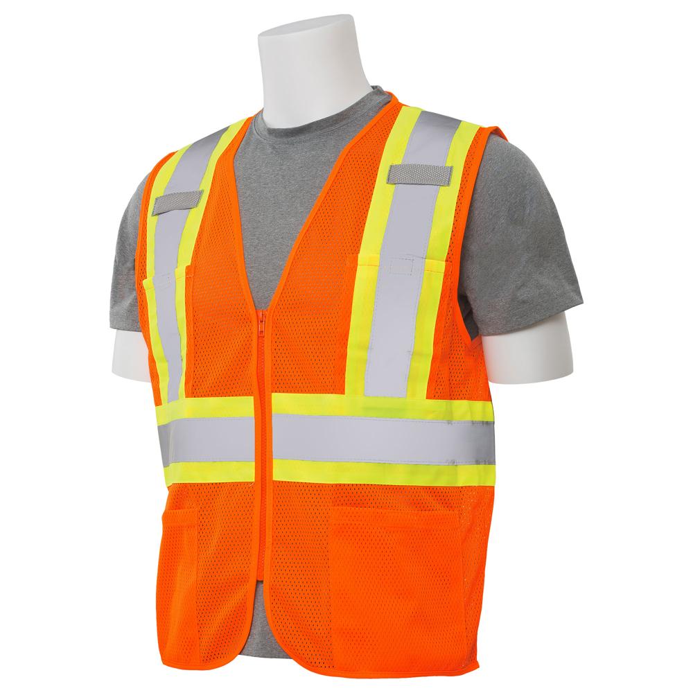 ERB Safety S383P Type R, Class 2 Mesh Zipper Safety Vest with Contrasting Trim (Hi-Viz Orange) Pack of 12 - Image 2