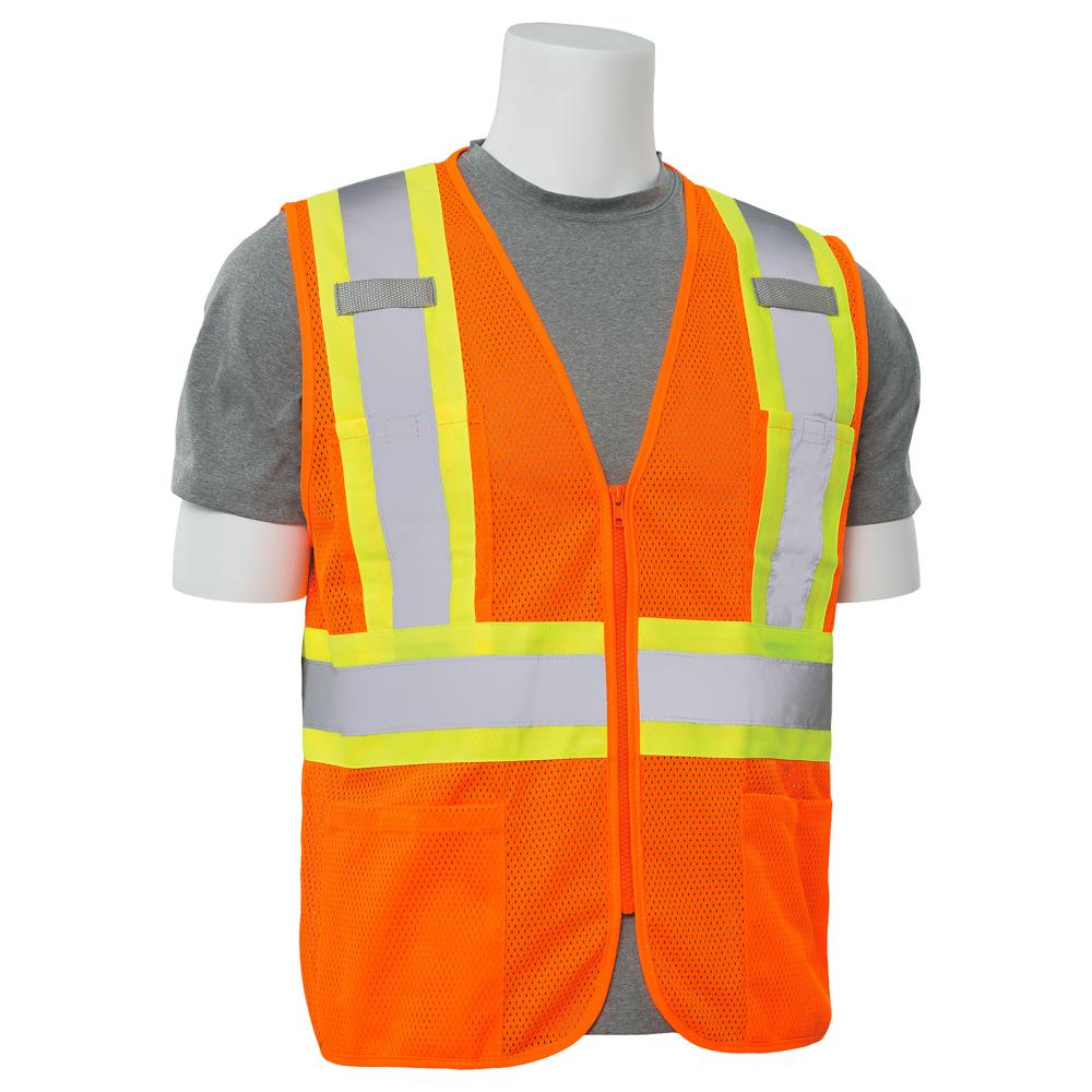 ERB Safety S383P Type R, Class 2 Mesh Zipper Safety Vest with Contrasting Trim (Hi-Viz Orange) Pack of 12 - Image 3