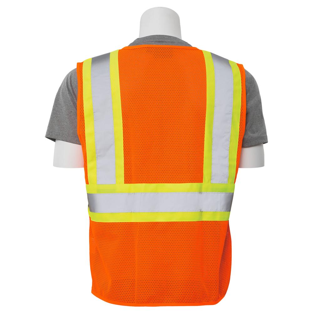 ERB Safety S383P Type R, Class 2 Mesh Zipper Safety Vest with Contrasting Trim (Hi-Viz Orange) Pack of 12 - Image 4