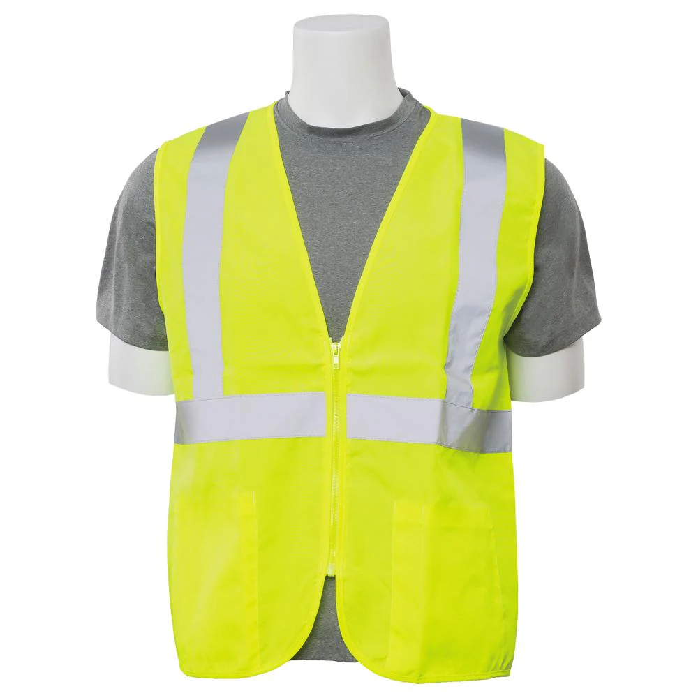 ERB Safety S388Z Type R, Class 2 Oxford Zip Front Safety Vest (Hi-Viz Lime) Pack of 12