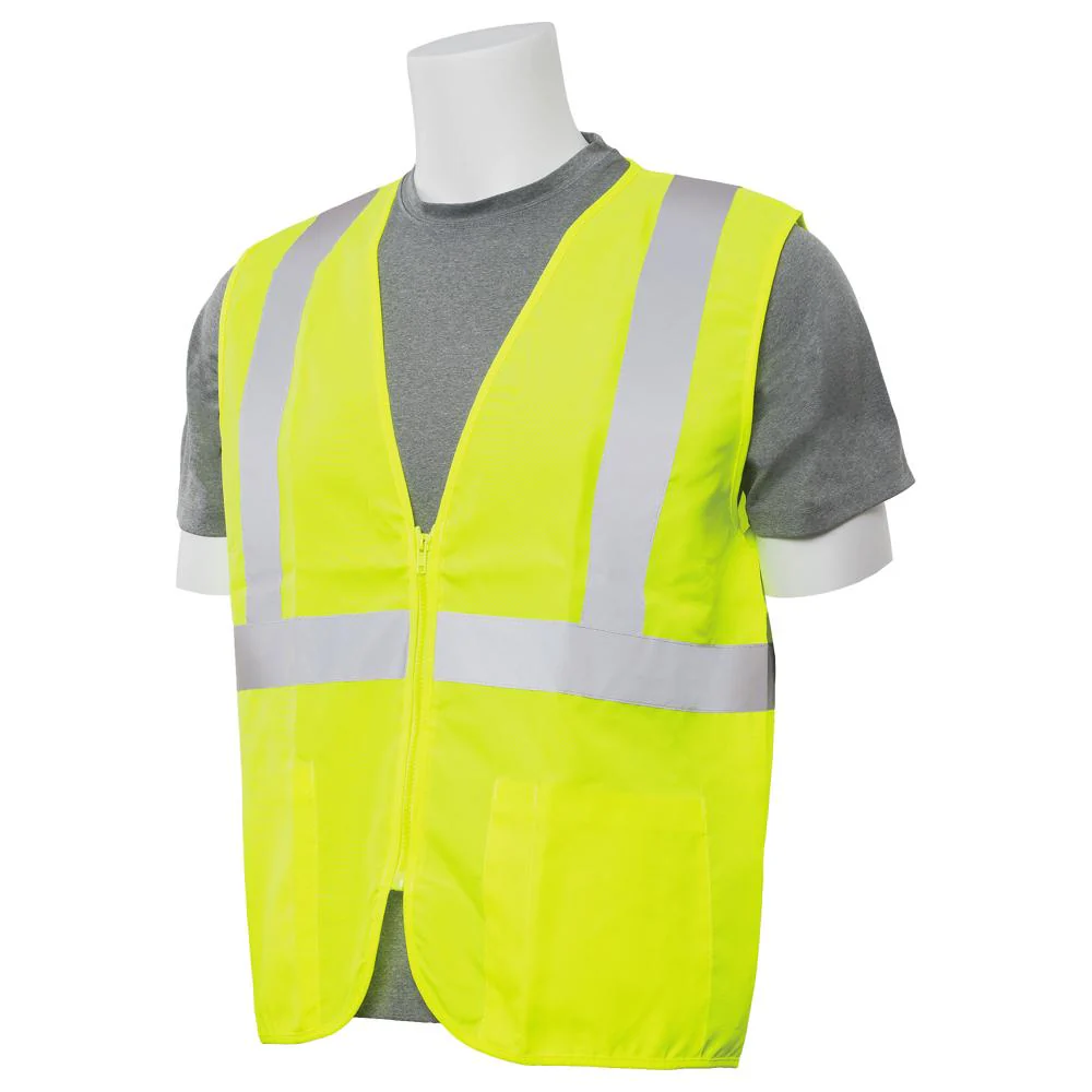 ERB Safety S388Z Type R, Class 2 Oxford Zip Front Safety Vest (Hi-Viz Lime) Pack of 12 - Image 2