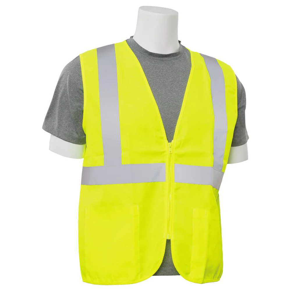 ERB Safety S388Z Type R, Class 2 Oxford Zip Front Safety Vest (Hi-Viz Lime) Pack of 12 - Image 3