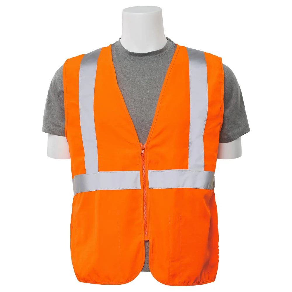 ERB Safety S388Z Type R, Class 2 Oxford Zip Front Safety Vest (Hi-Viz Orange) Pack of 12
