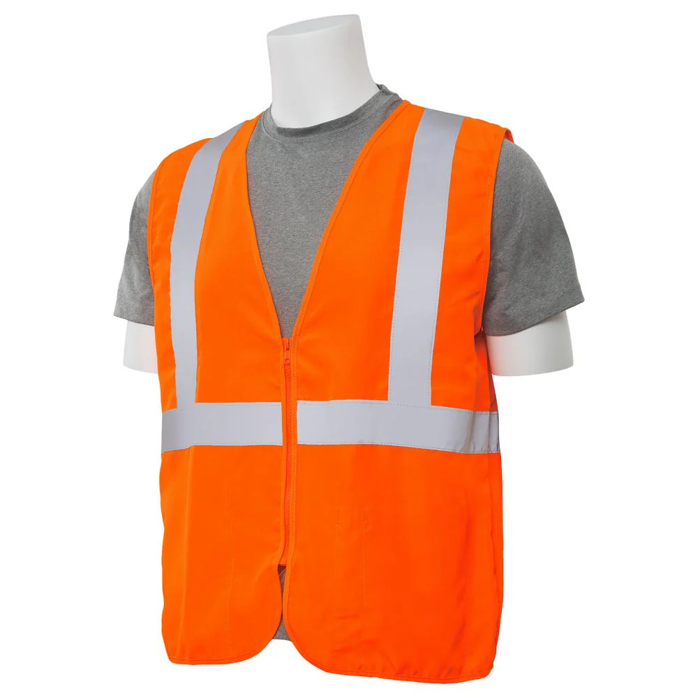 ERB Safety S388Z Type R, Class 2 Oxford Zip Front Safety Vest (Hi-Viz Orange) Pack of 12 - Image 2