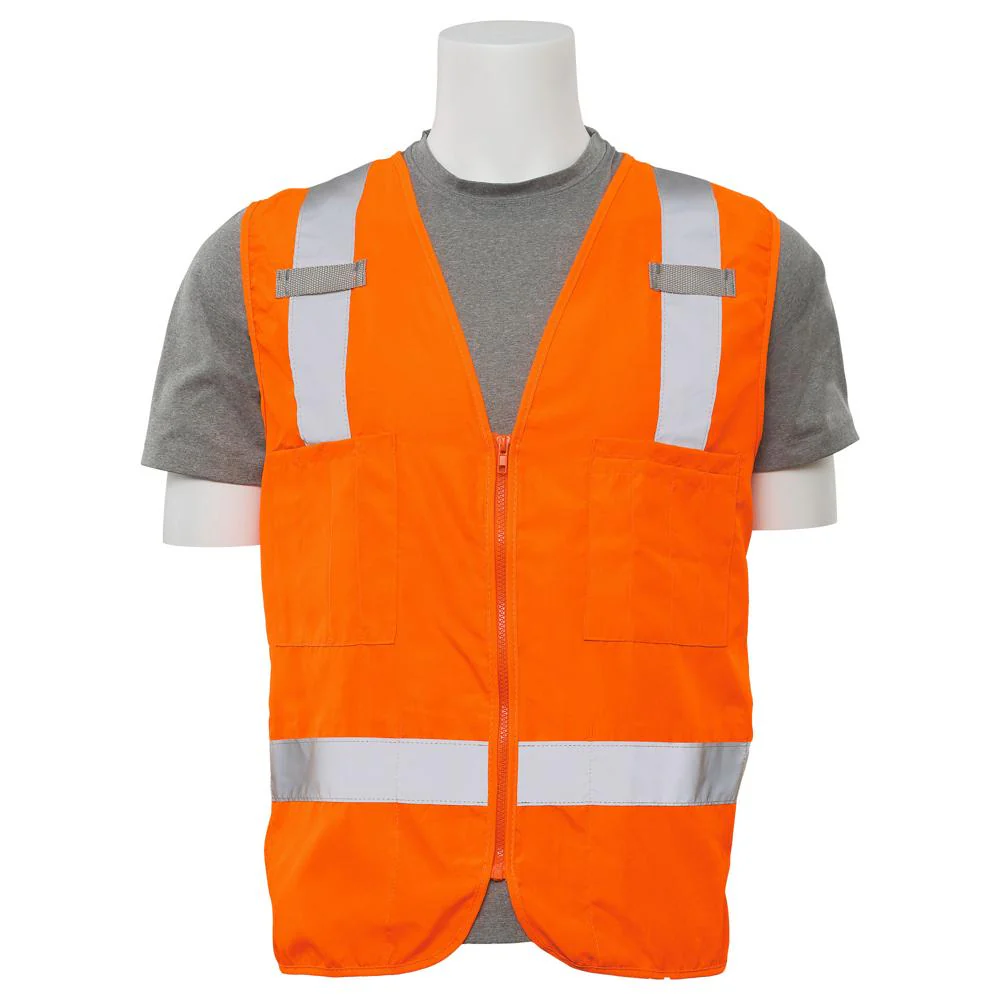 ERB Safety S414 Type R, Class 2 Surveyor Multi-Pocket Safety Vest (Hi-Viz Orange) Pack of 12