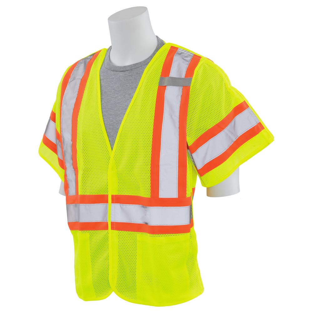 ERB Safety S622 Type R, Class 3 Break-Away Safety Vest with Contrasting Trim (Hi-Viz Lime) Pack of 6 - Image 2