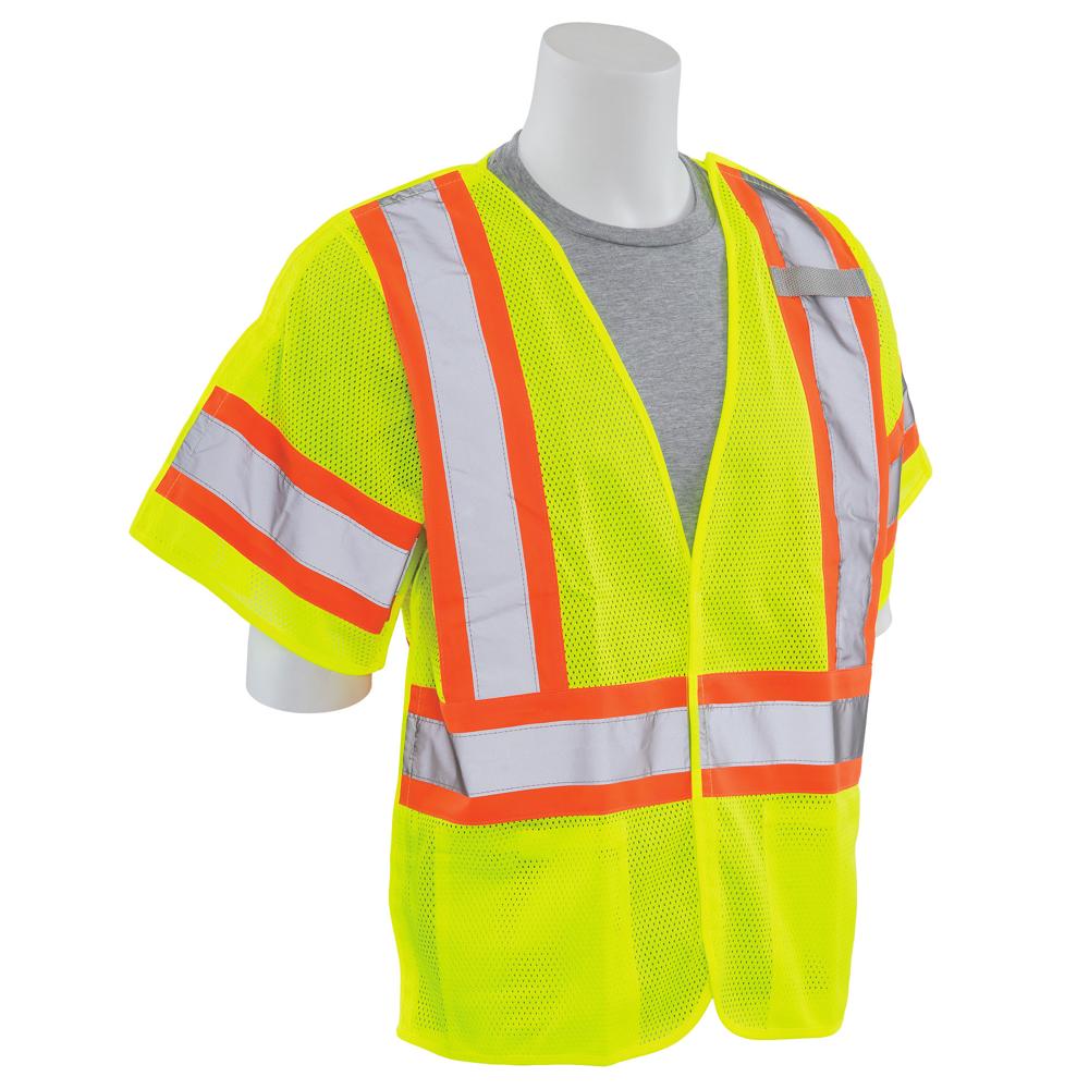 ERB Safety S622 Type R, Class 3 Break-Away Safety Vest with Contrasting Trim (Hi-Viz Lime) Pack of 6 - Image 3