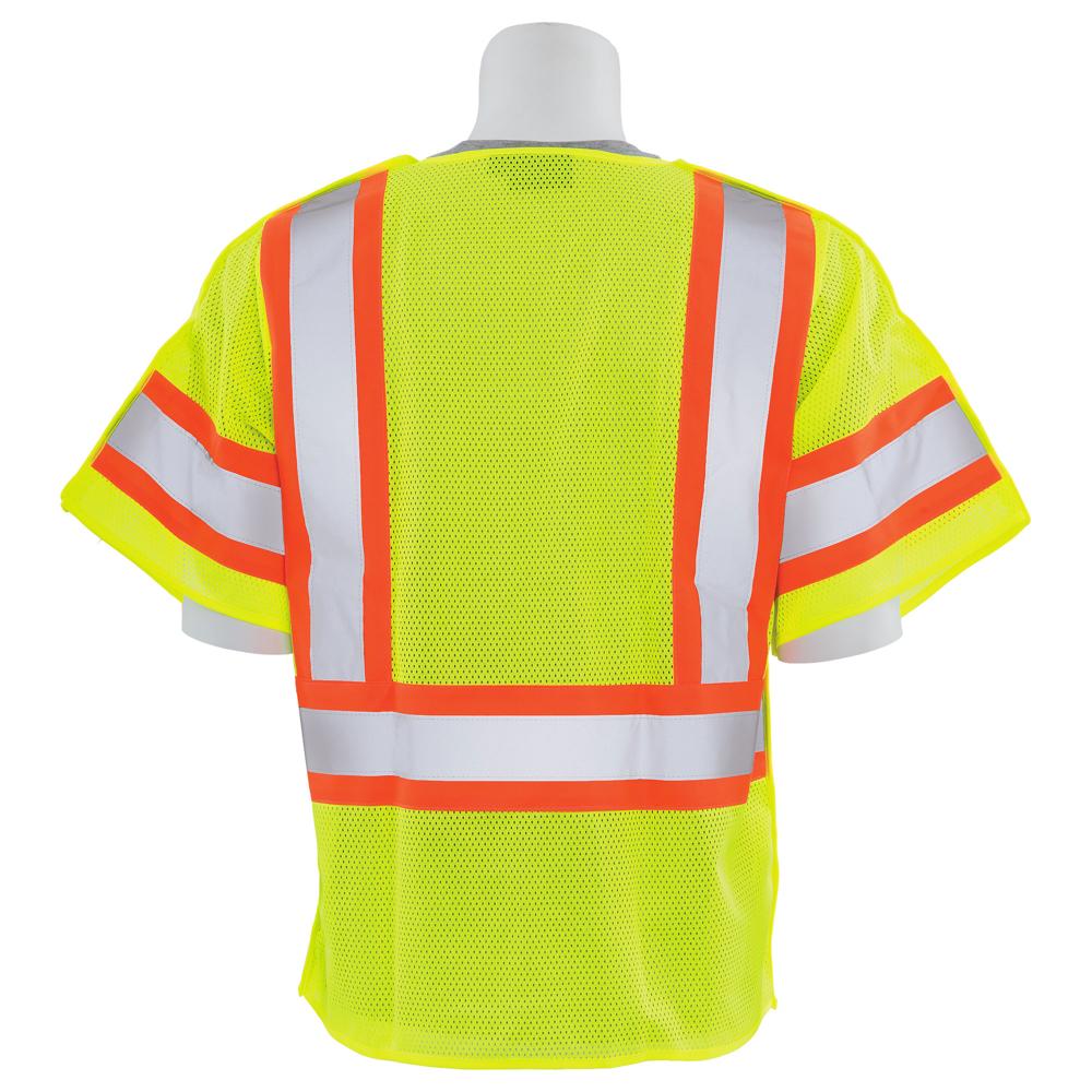 ERB Safety S622 Type R, Class 3 Break-Away Safety Vest with Contrasting Trim (Hi-Viz Lime) Pack of 6 - Image 4