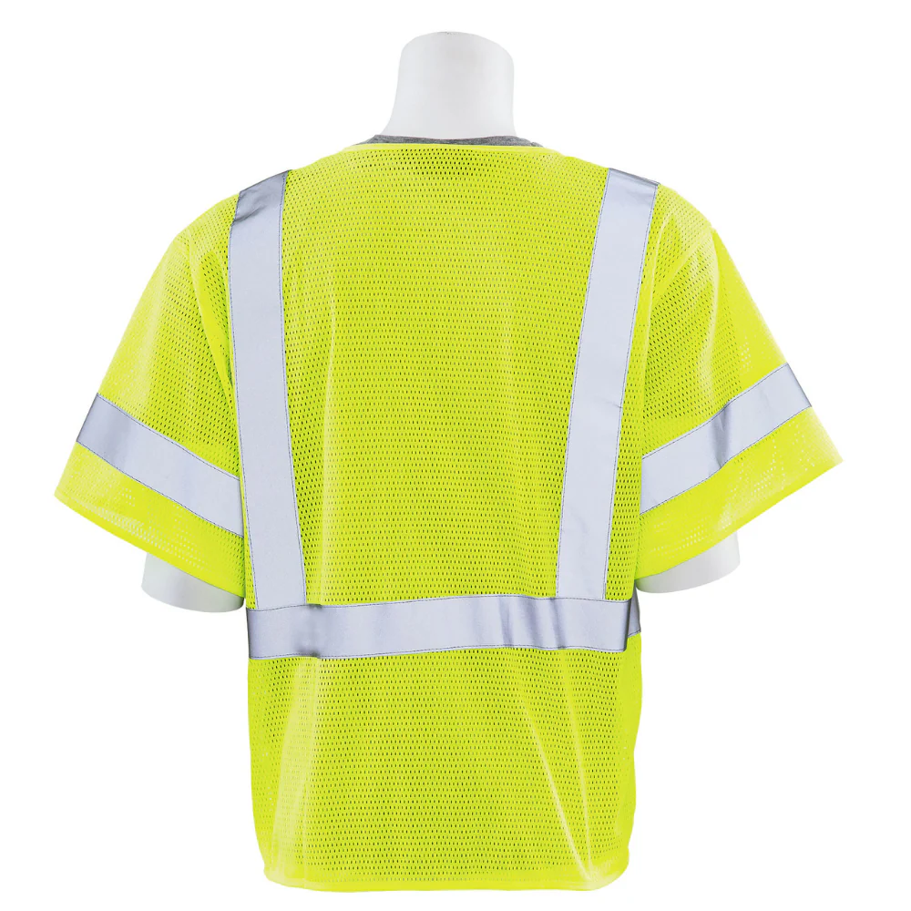 ERB Safety S663P Type R, Class 3 Mesh Zip Front Safety Vest (Hi-Viz Lime) Pack of 7 - Image 3
