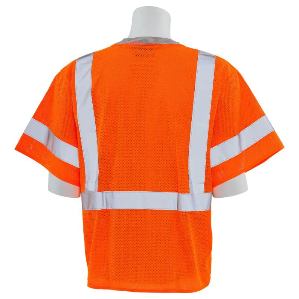 ERB Safety S663P Type R, Class 3 Mesh Zip Front Safety Vest (Hi-Viz Orange) Pack of 7 - Image 3