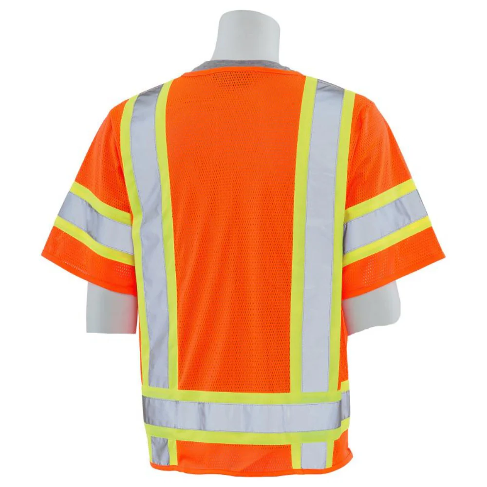 ERB Safety S680 Type R Style Vest with Solid Front Mesh Back and Reflective Tape (Hi-Viz Orange) Pack of 6 - Image 3