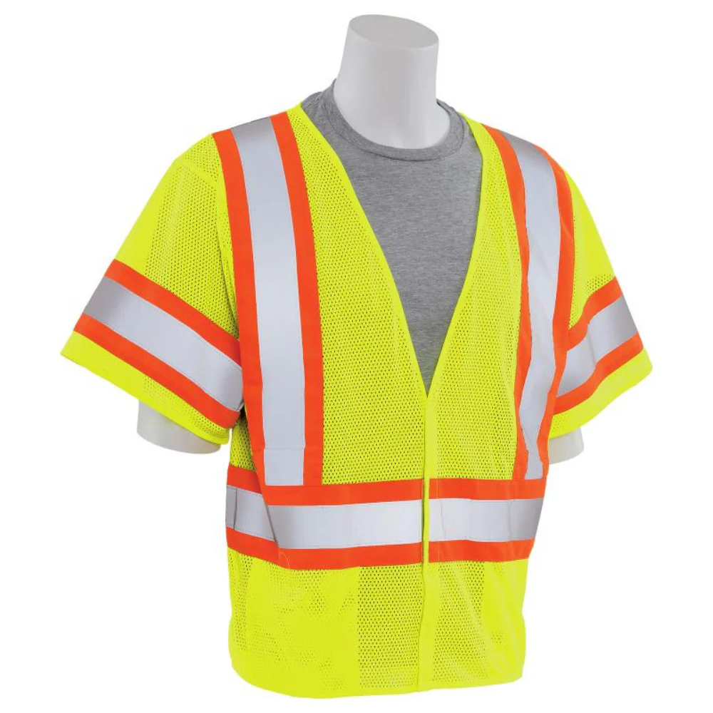ERB Safety S682P Class 3 Contrasting Trim Mesh Vest (Hi-Viz Lime) Pack of 7 - Image 2