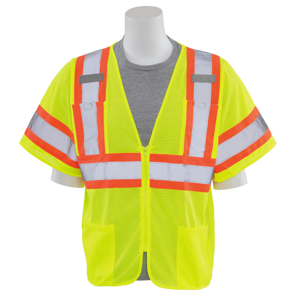 ERB Safety S683P Class 3 Mesh Vest (Hi-Viz Lime) Pack of 7