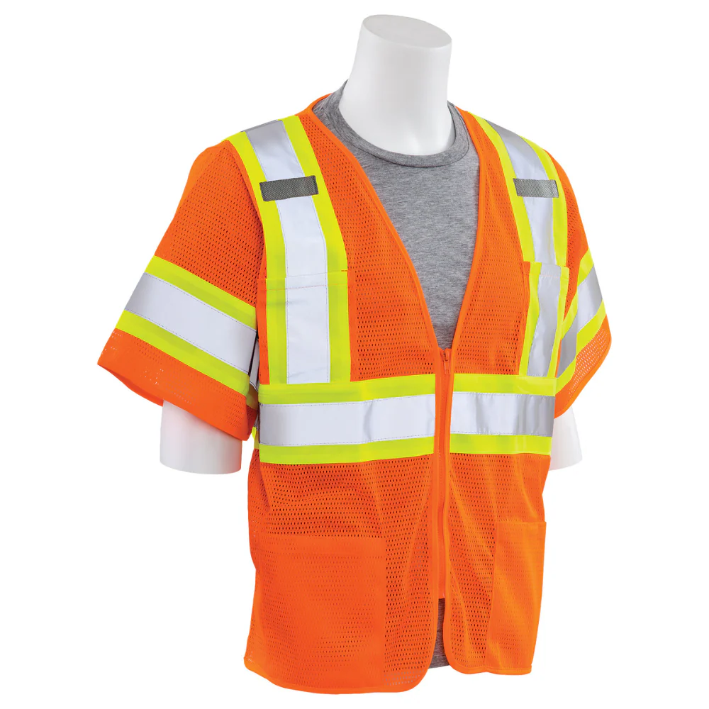 ERB Safety S683P Class 3 Mesh Vest (Hi-Viz Orange) Pack of 7 - Image 2