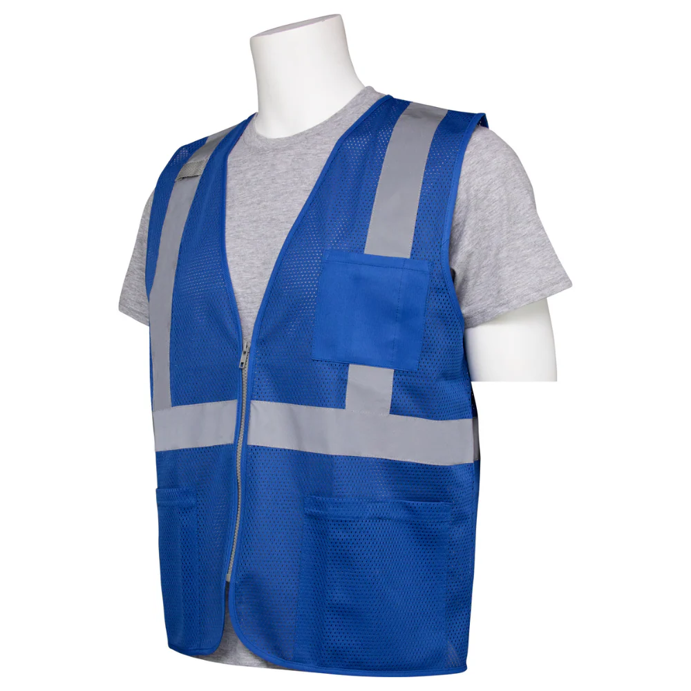 ERB Safety S863P Non Ansi Mesh Zip Vest (Blue) Pack of 12 - Image 2